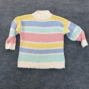 Jason Maxwell Vintage Pastel Striped Popcorn Knit Mock Neck Sweater Women Size M